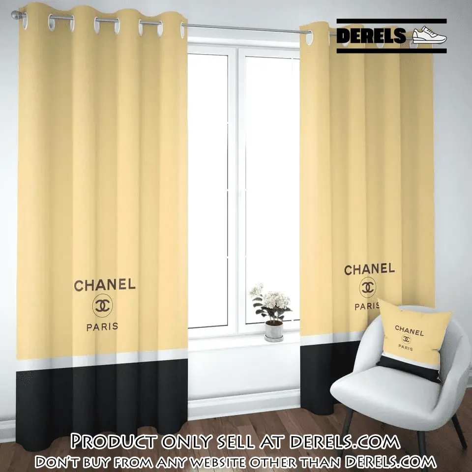 Chanel paris pastel yellow premium window curtains hot  luxury curtain wc103 dr2545125